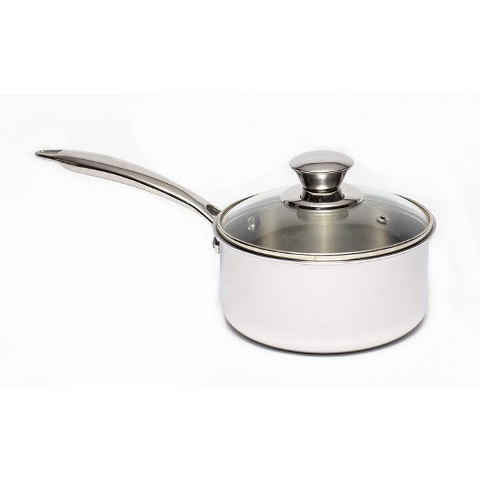 Zinel 5006 Tri-Ply Saucepan with Glass Lid, 1.5L-16cm, Stainless Steel