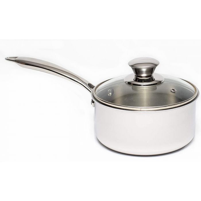 Zinel 5008 Tri-Ply Saucepan with Glass Lid, 2L-18cm, Stainless Steel