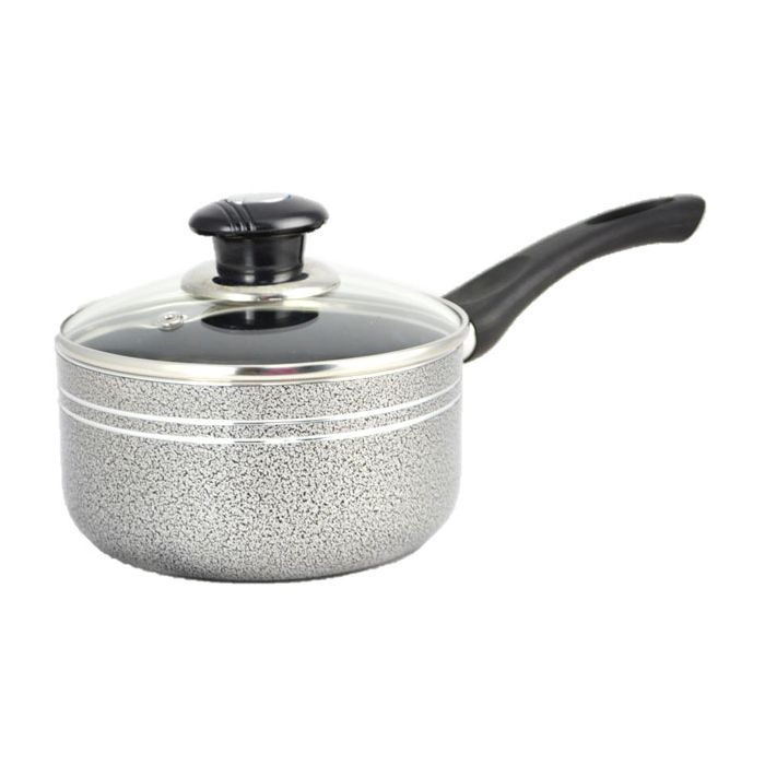 Grey Non-Stick Cookware Saucepans with Glass Lid (18cm)