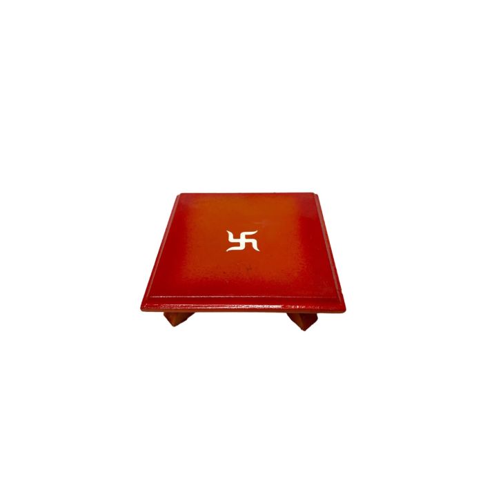 Wooden Red Chowki (Patla) Small Square