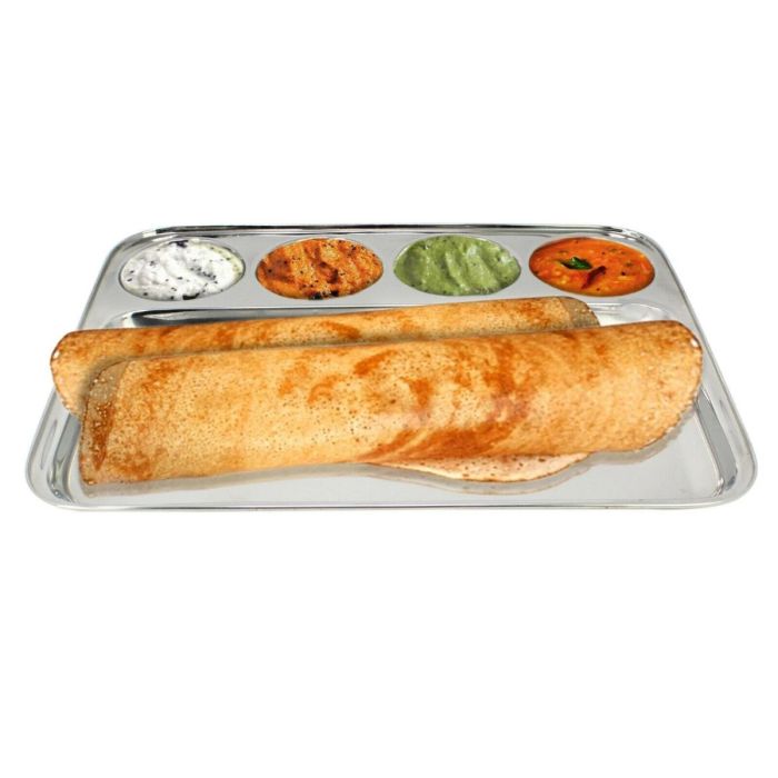 Stainless Steel 5 Compartment Dosa Plate