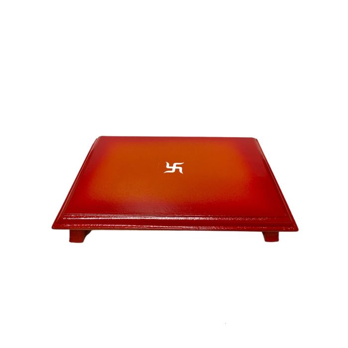 Wooden Red Chowki (Patla) Small Rectangle
