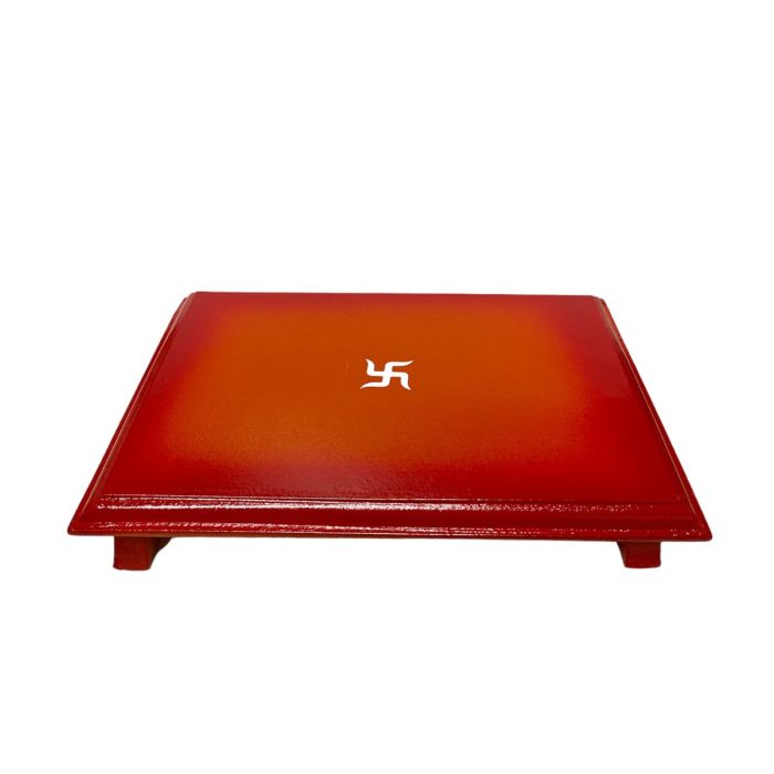 Wooden Red Chowki (Patla) Large Rectangle