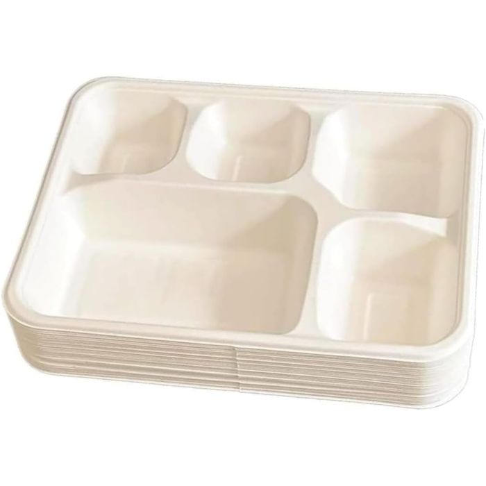 Biodegradable 5 Compartment Meal Tray 25pcs