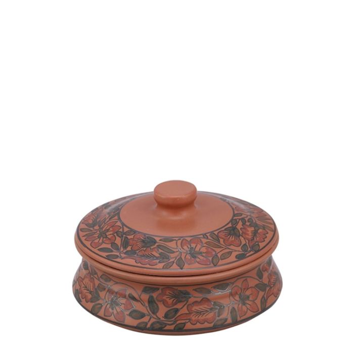 Terracotta Clay Leaf Handi with Dome Lid 6