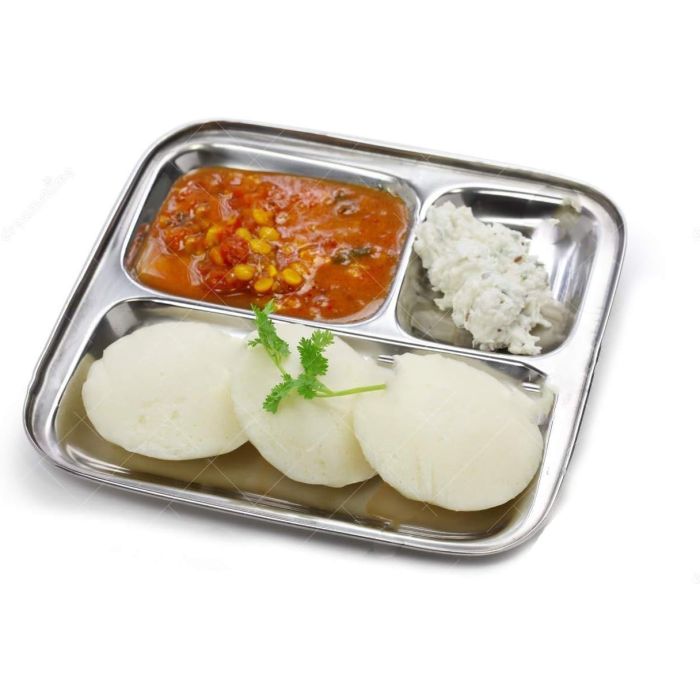 Stainless Steel Square Pavbhaji Plate -  3 Compartments Small