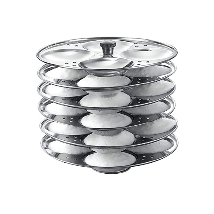 Stainless Steel Idli Stand - Regular Size - 6 Plates (24 Idli)