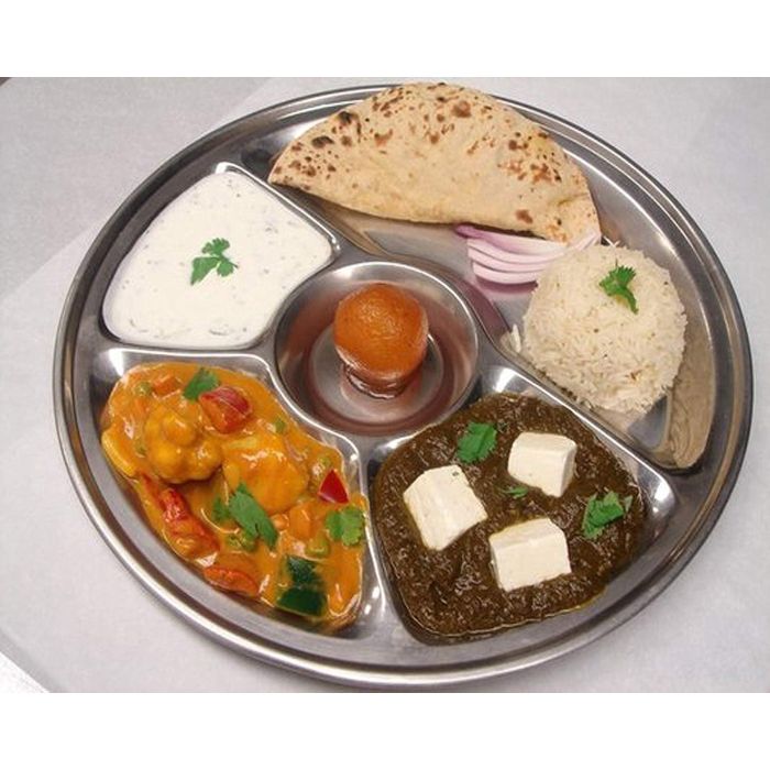 Stainless Steel 5 Compartment Round Plate