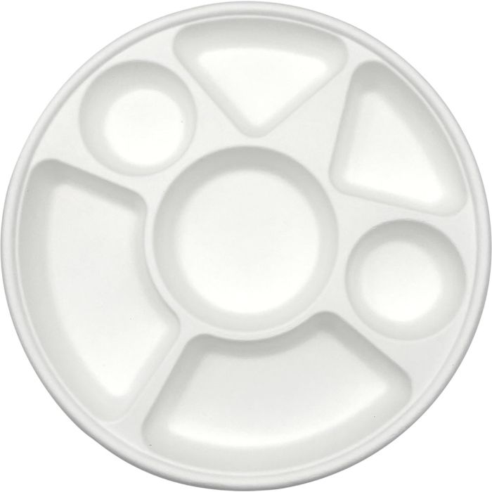 Biodegradable 7 Compartment Round 28cm Plates Pack of 25