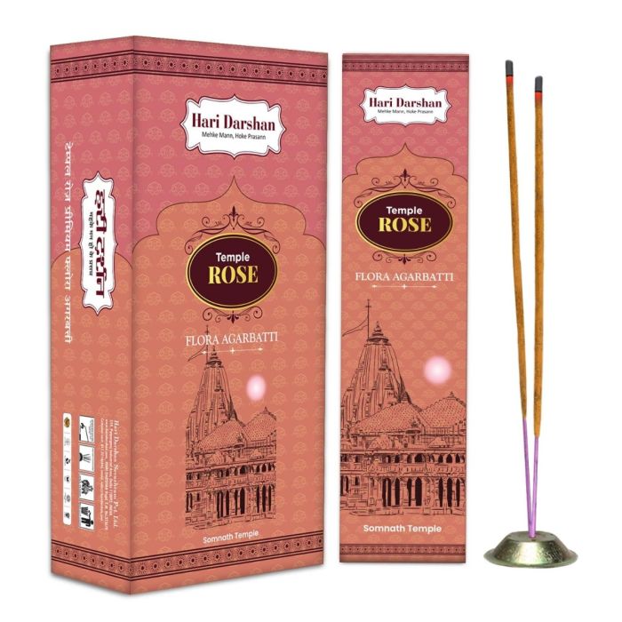 Hari Darshan Temple Rose Incense Sticks (Pack of 12)