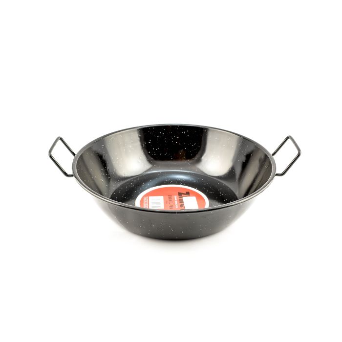  Enamel Pan 22cm Black with Two Handles