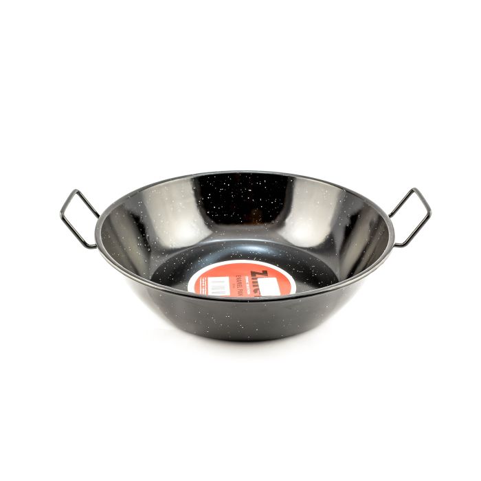  Enamel Pan 24cm Black with Two Handles