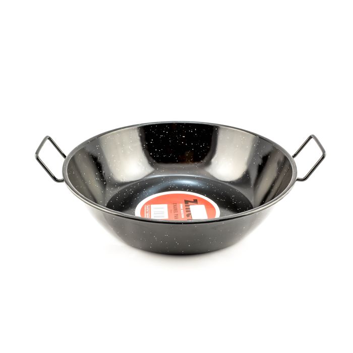  Enamel Pan 28cm Black with Two Handles