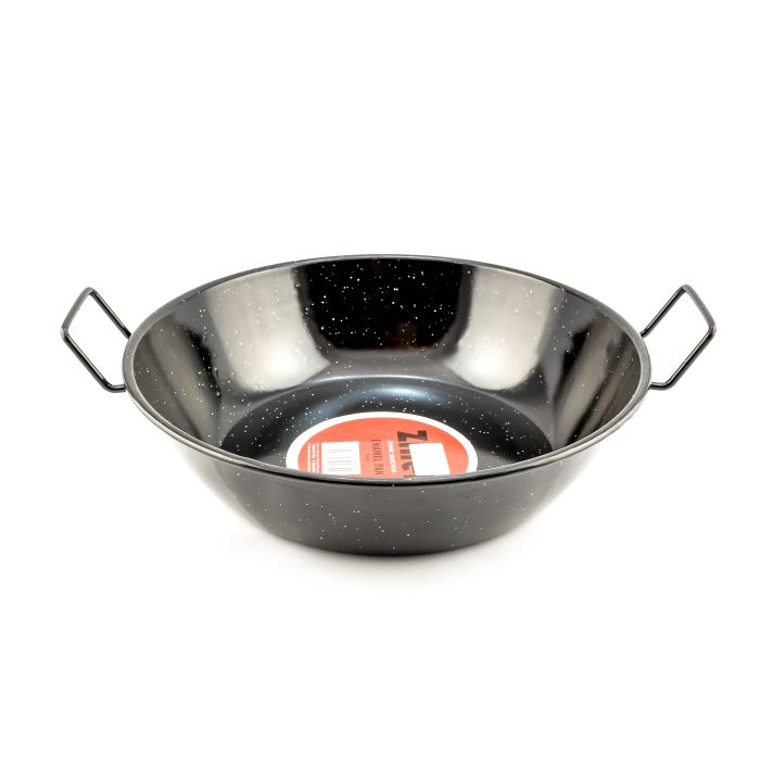 Enamel Pan 32cm Black with Two Handles