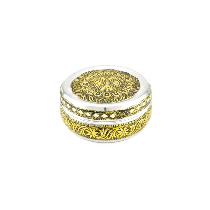Indian Traditional Matka Dabba Container No 9 Gold Oxidize Finish.