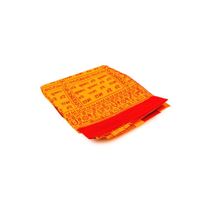 Shawl with Hindi Script - Orange with Red Writing