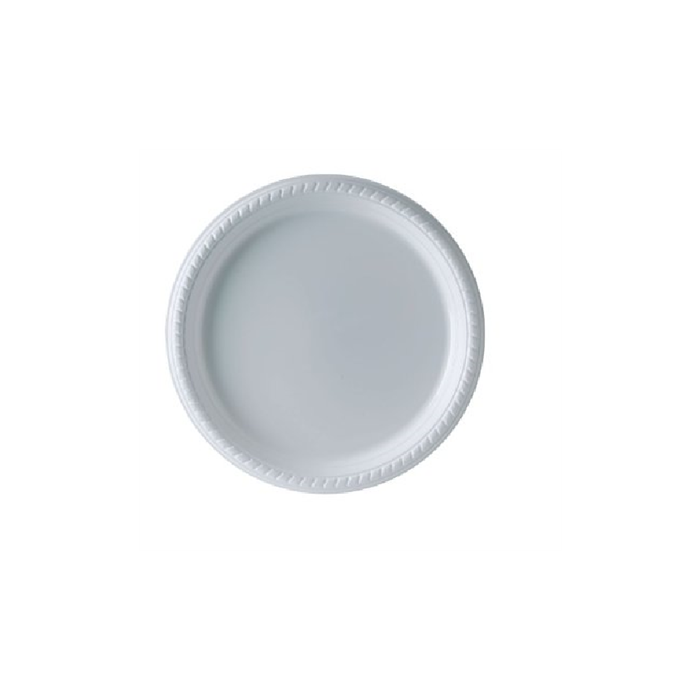 Deep-Well Plastic Plate, White 23cm Pack of 50
