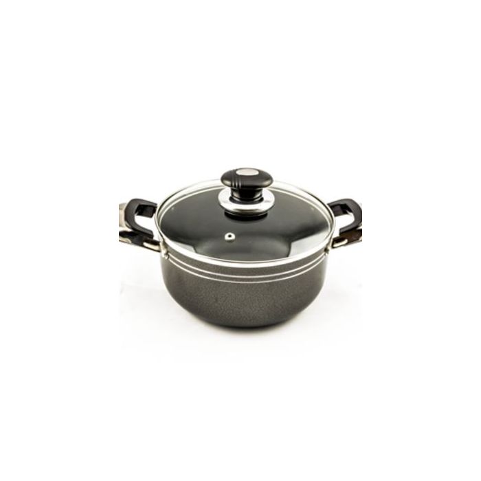 Grey Non-Stick Casserole with Glass Lid – 36 cm