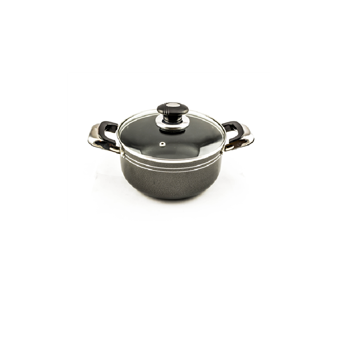 Grey Non-Stick Sauce Pot with Glass Lid – 20 cm