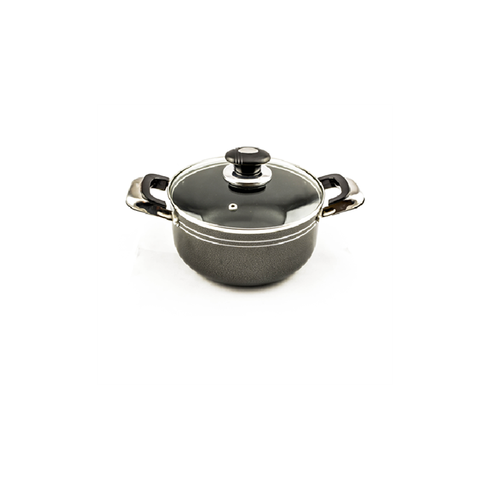 Grey Non-Stick Casserole with Glass Lid – 20 cm
