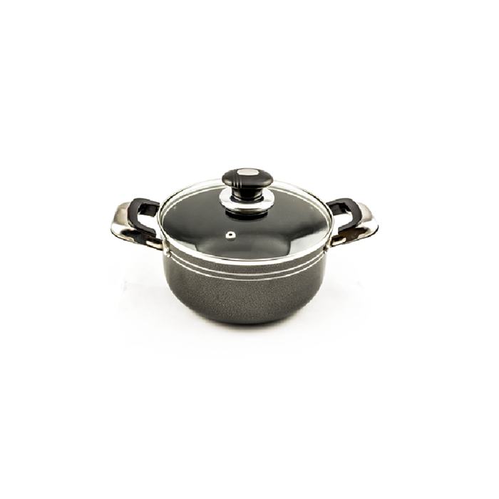 Grey Non-Stick Sauce Pot with Glass Lid – 22 cm