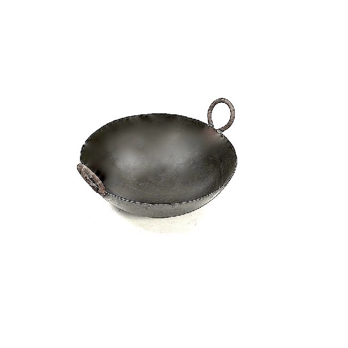 Heavy Duty Iron Kadai 10' With Brass Handles