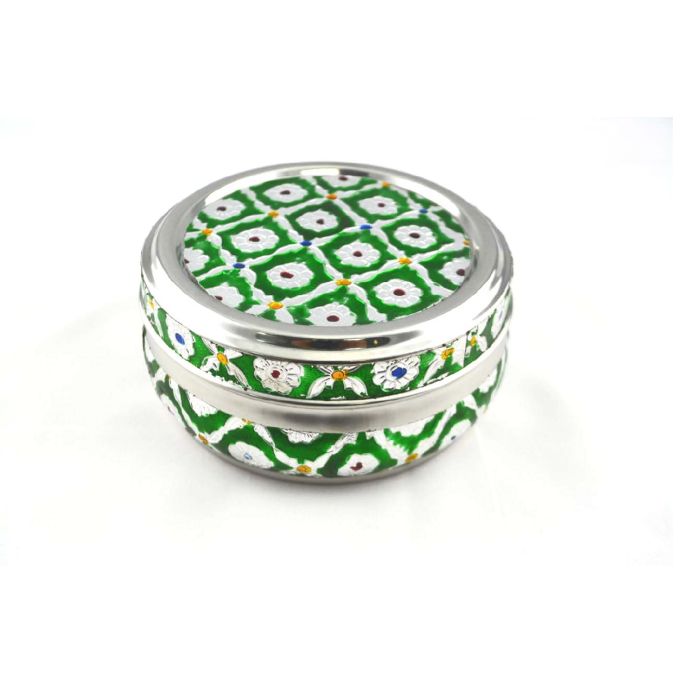 Indian Traditional Green Mina Matka Dabba Container No.10