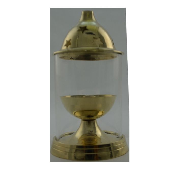 Traditional Brass Lamp and Glass Chimney Small