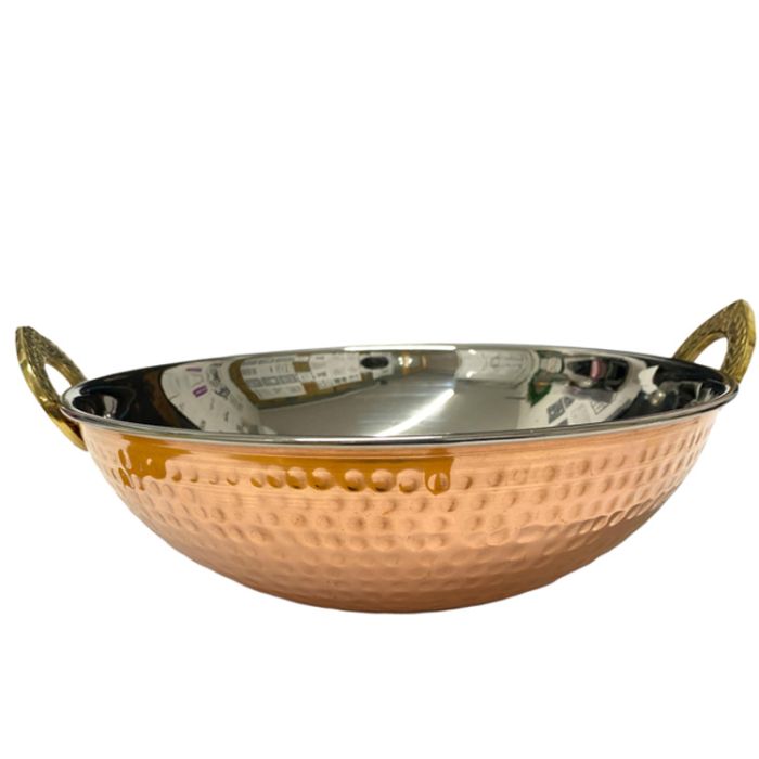 Copper Hammered Serving Kadai 26cm - No 7