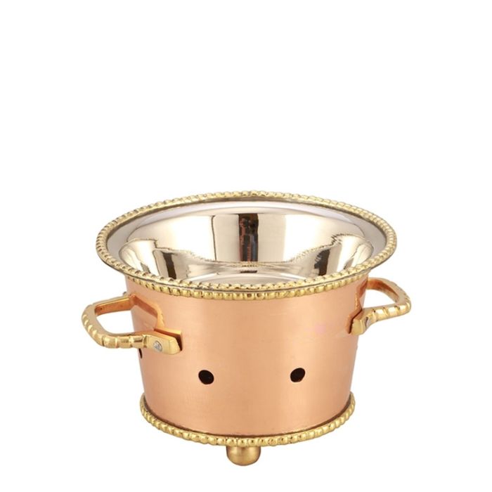 Copper Beaded Sigri warmer with stainless steel bowl 12cm
