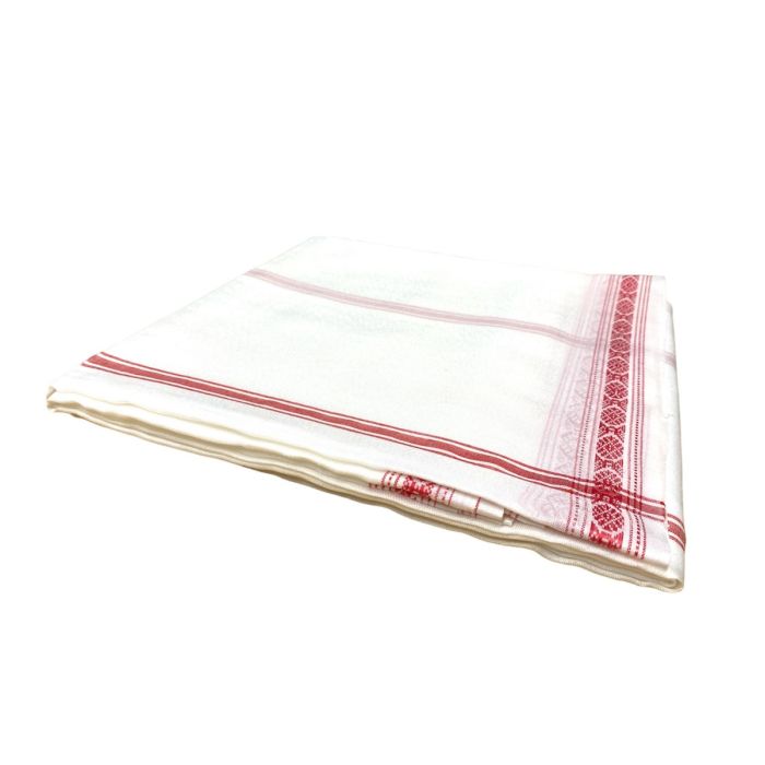 Dhoti - White With Red Boarder