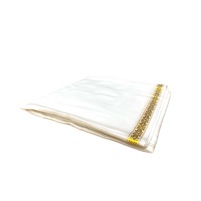 Dhoti - White With Gold Boarder