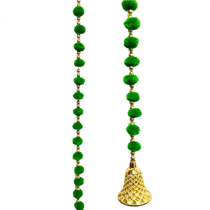 Single Green Pom Poms Ladi with A Gold Bell - 39