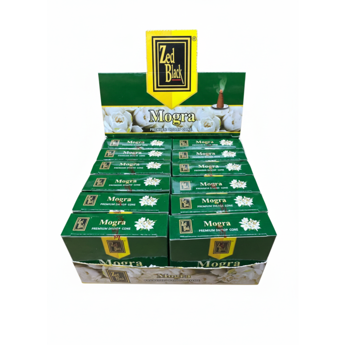 Zed Black Mogra Dhoop Cones (Pack Of 12)