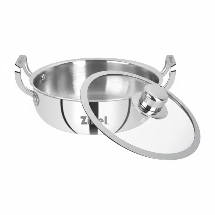 Zinel Stainless Steel Triply Biryani Pot with Glass Lid, 26cm