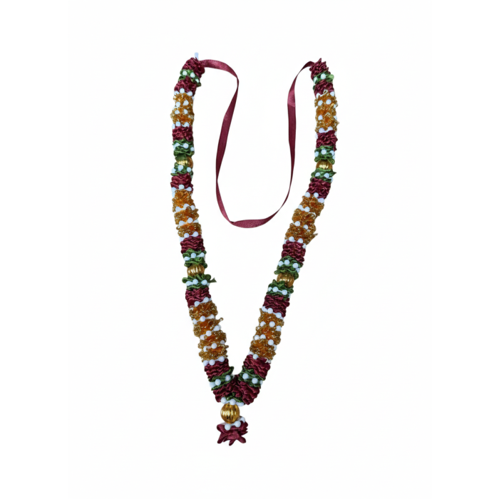 Satin Haar - Large - Marun/Green/Gold 