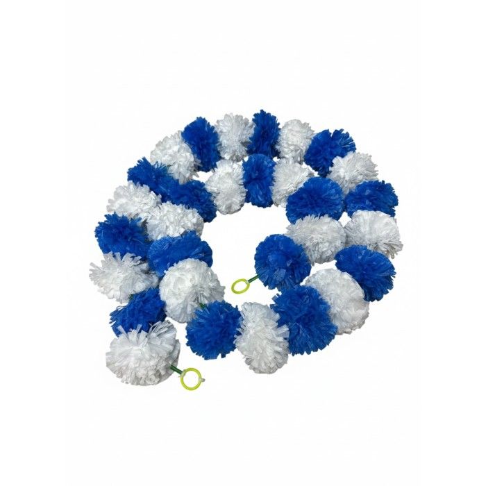 Pom Pom Ladi Big White-Blue 1pc