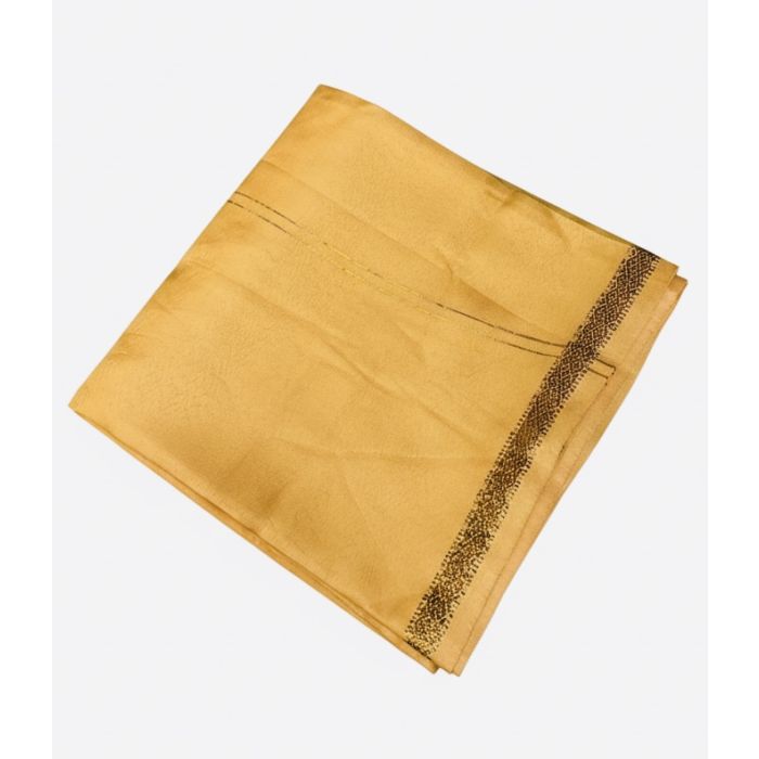 Pattu Cotton - Orange with Patterned Gold Border