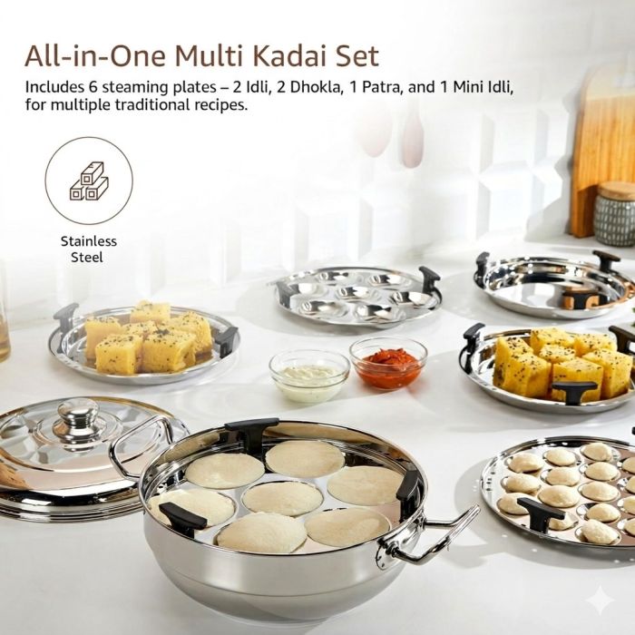 Stainless Steel Multi Kadai 6 in 1