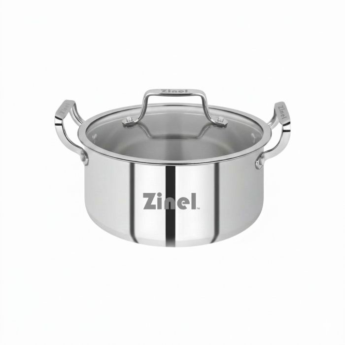 Zinel Stainless Steel Triply Casserole with Glass Lid, 34cm-15L