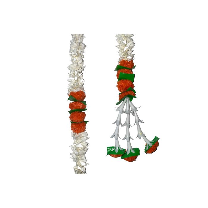 Single String Of White Jasmin With Dark Orange Artificial Flower Ladi - 42