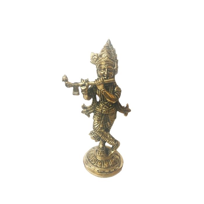 Antique Brass Solid Standing Krishna