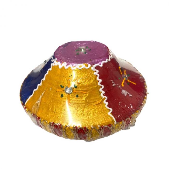 Large Decorative Sapatiya - Handprinted And Decorated With Glitter 