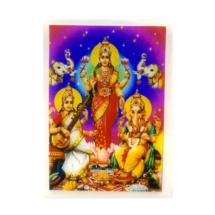 Acrylic Sticker Of Goddess Laxmi, Saraswati & Ganesh