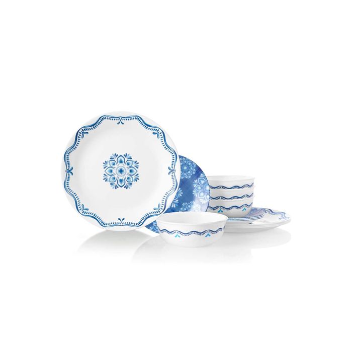Corelle Lisbon Terrace 18pc - includes 6 Dinner Plates, 6 Appetizer/Snack Plates and 6 Soup/Cereal Bowls.