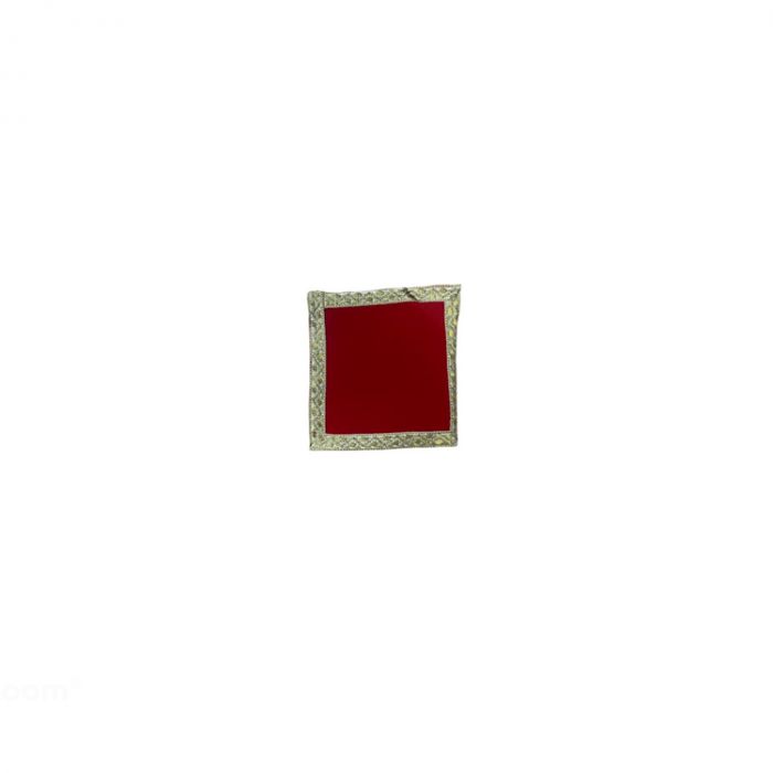 Small Red Velvet Chunri with a Thin Gold Border- Square - 10.5cm