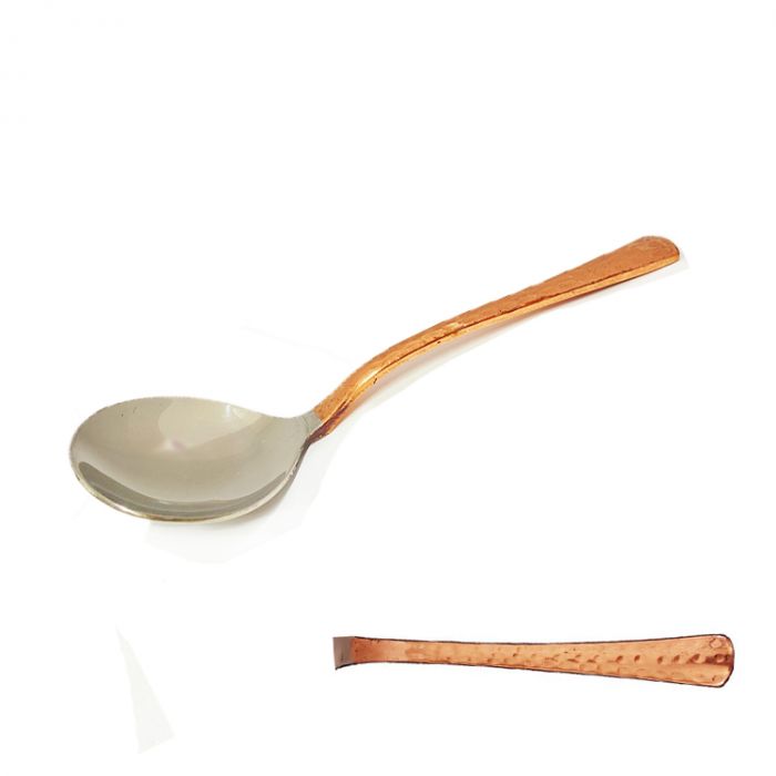 Copper Hammered Textured Handle Serving Spoon No 18
