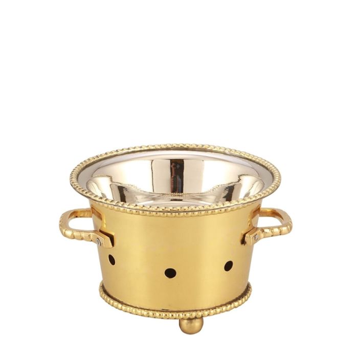 Brass Beaded Sigri warmer with stainless steel bowl 13cm