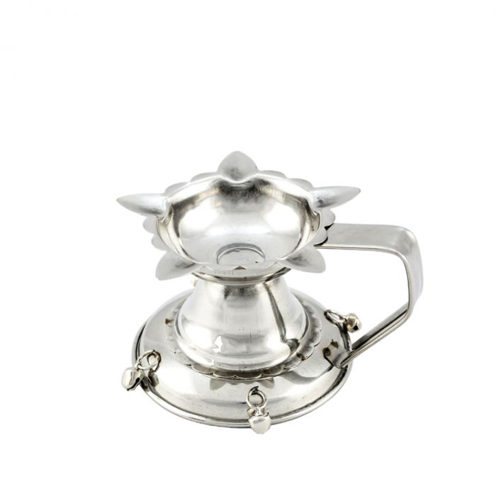 Traditional Stainless Steel Arti Divi No - 3 (with Handle) (Cotton Lamp)