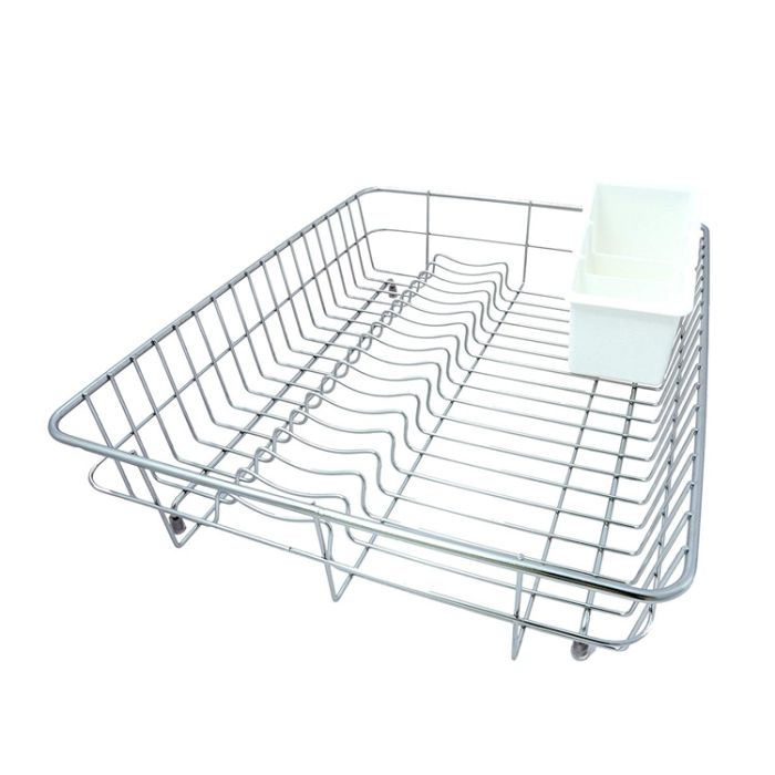 Stainless Steel Dish Drainer With A Plastic Spoon Holder